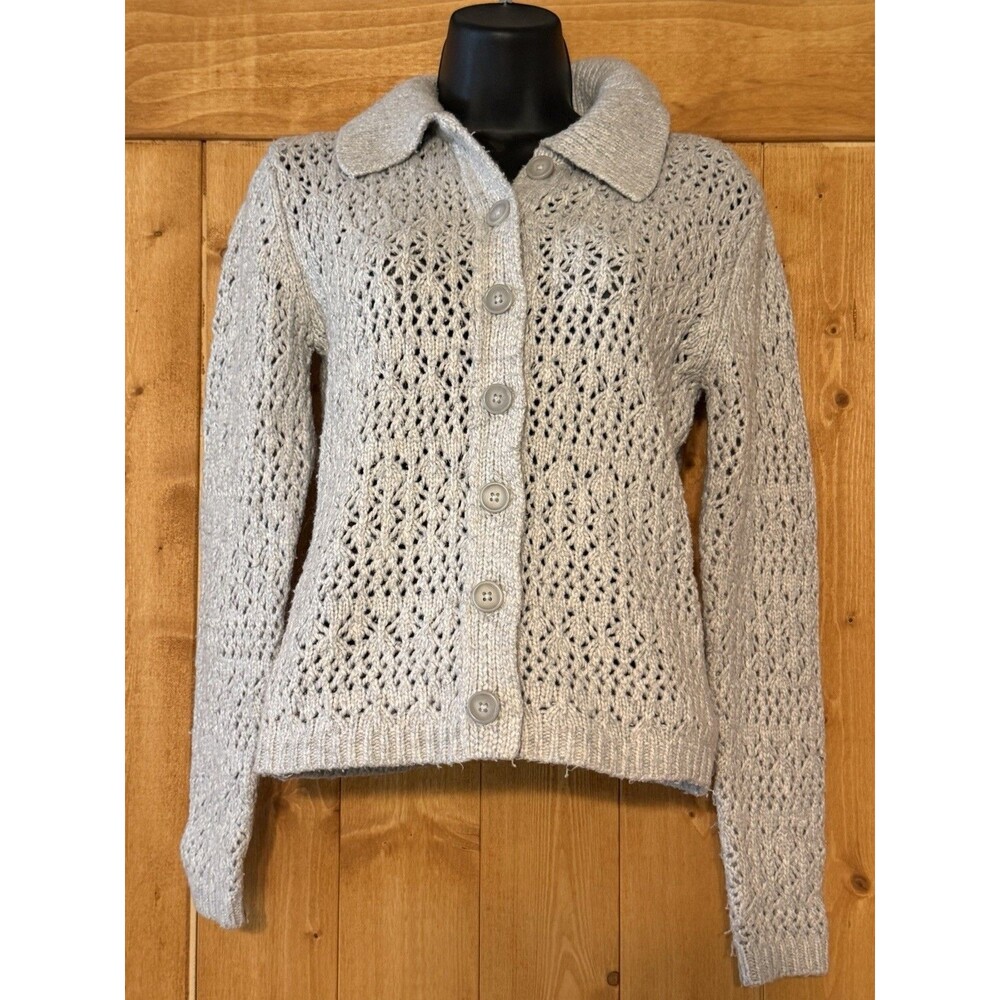 Anne Klein Knit Cardigan Gray Size M